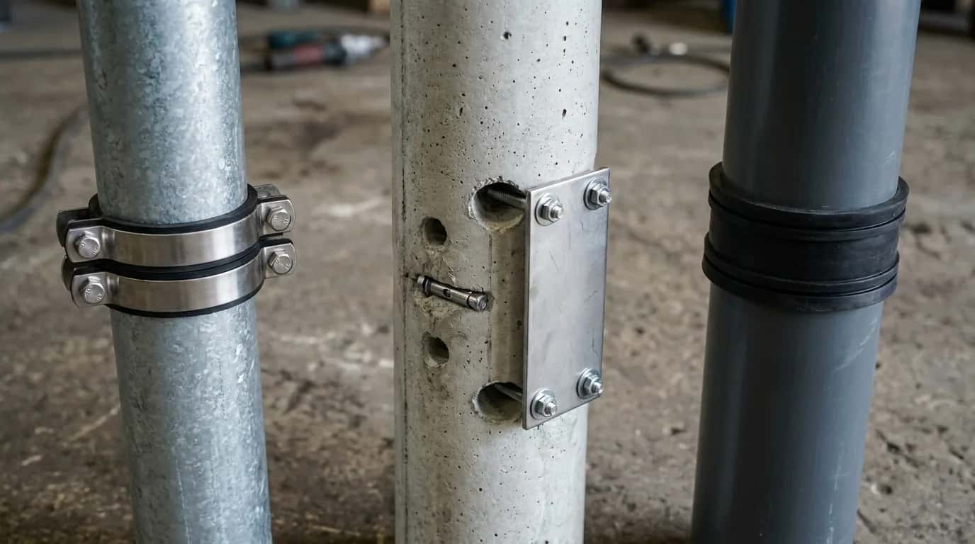 Ferforje, beton ve kompozit direk için ayrı anchor sistemi montaj fotoğrafı