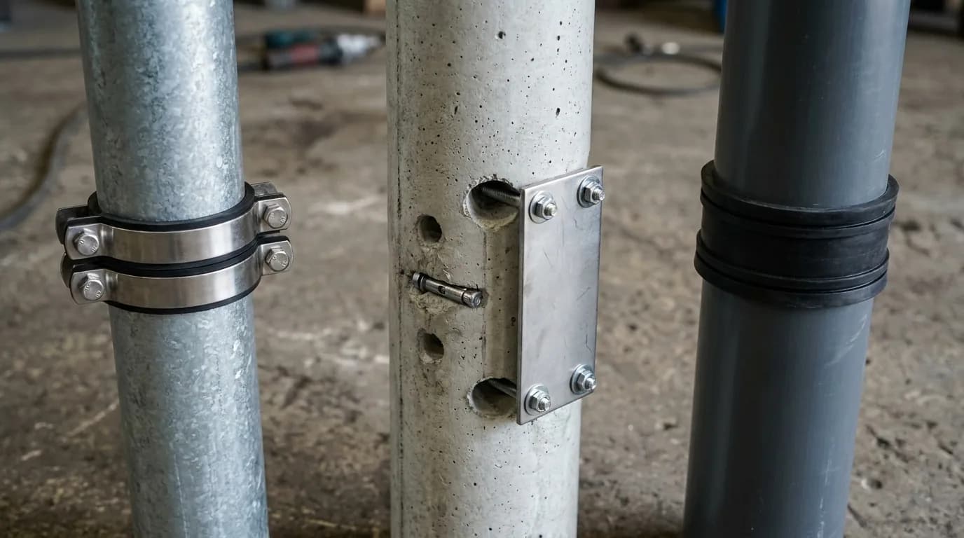 Ferforje, beton ve kompozit direk için ayrı anchor sistemi montaj fotoğrafı