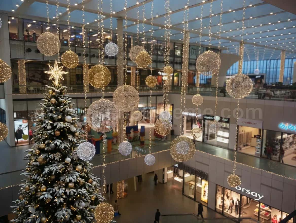 Alışveriş merkezi atrium ve dış cephe yeni yıl ışıklandırma uygulaması #39