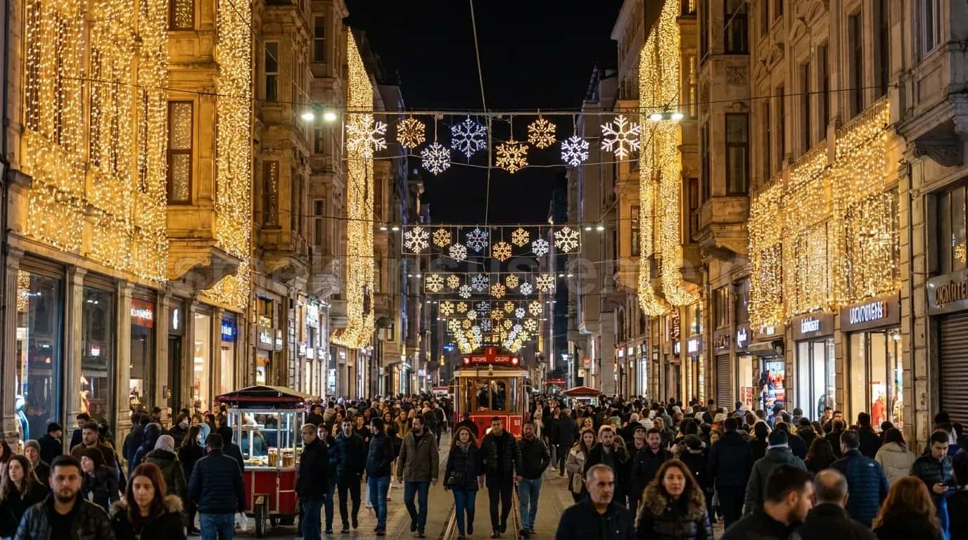 Cadde aydınlatma - belediye projesi gece görüntüsü