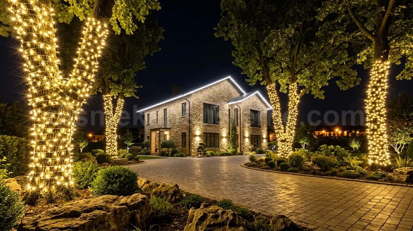 Bolu villa bahçesi yılbaşı çam ağacı ışıklandırma #261