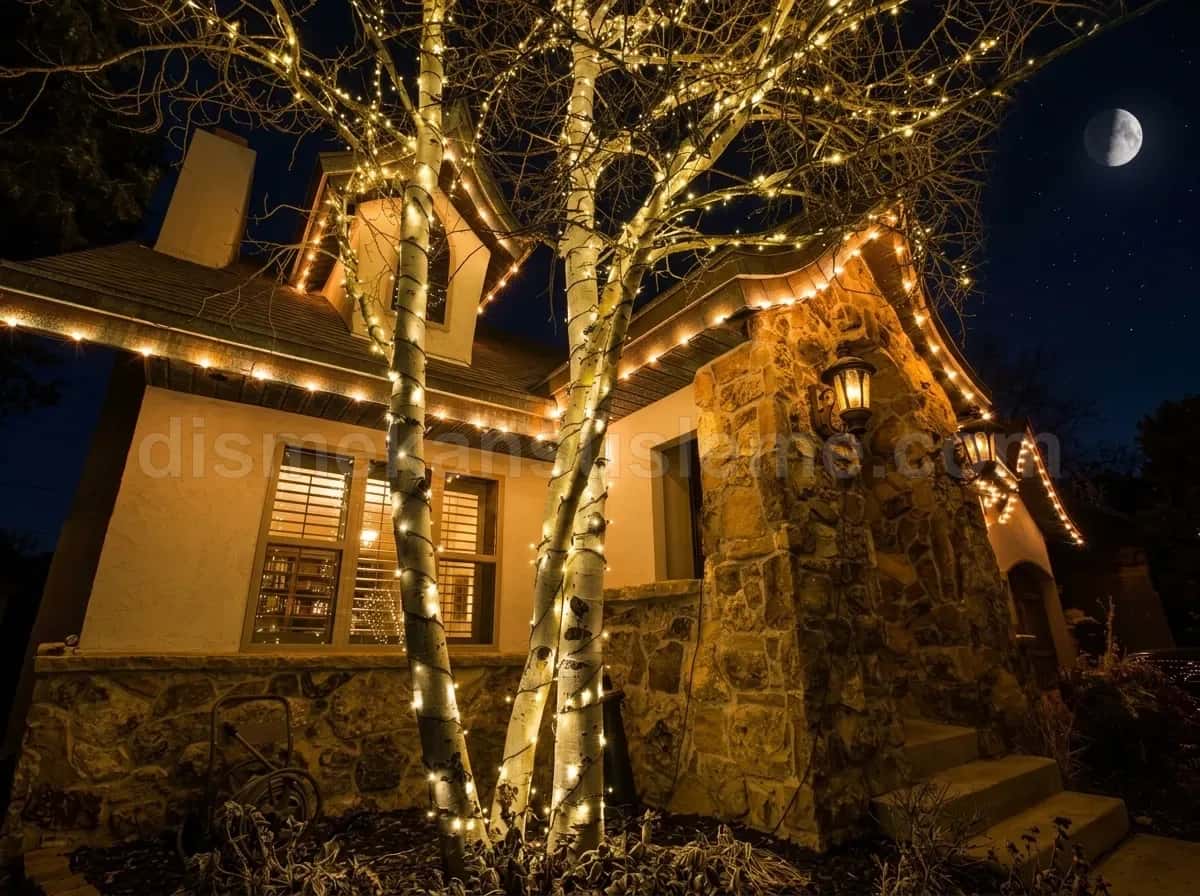Artvin villa bahçesi yılbaşı çam ağacı ışıklandırma #172