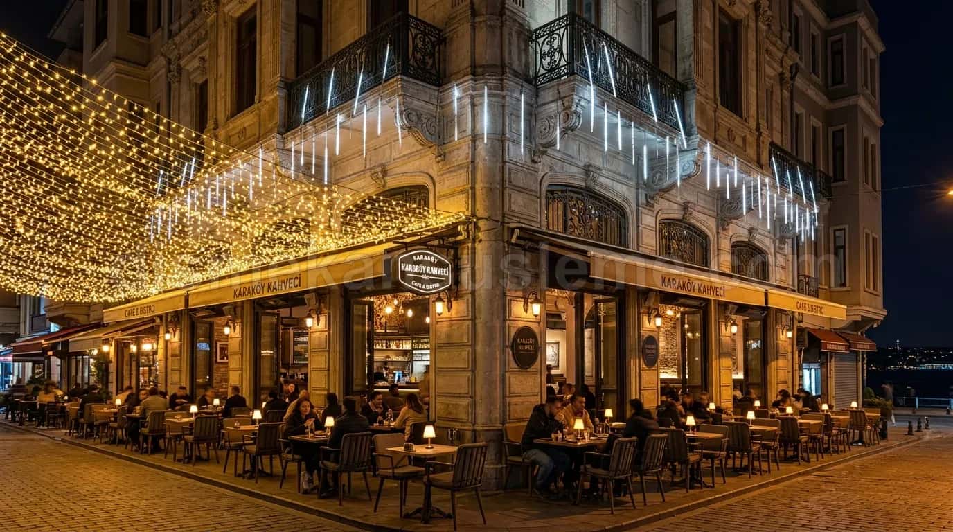Cadde mağazası vitrin çerçevesi LED ışık süsleme gece görünümü #02