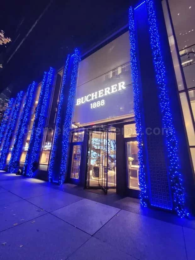 Plaza iş merkezi cephesi kat hatlarına LED ışık giydirme gece görünümü #03