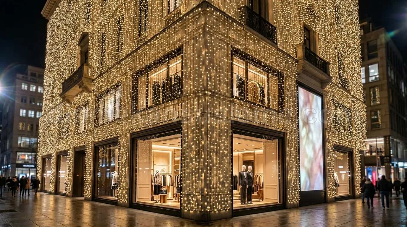 Otel dış cephe yeni yıl LED aydınlatma ve plaza iş merkezi süslemesi #05