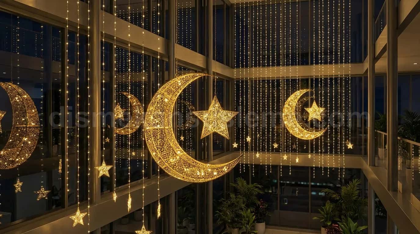 İki minare arası ramazan mahyası yazı montajı gece görünümü #11