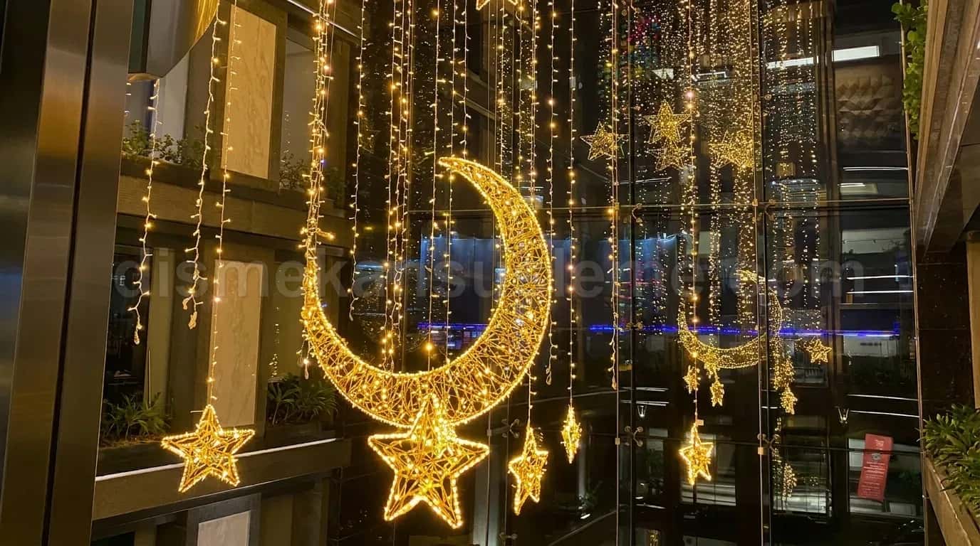 Cami mahyası - iki minare arası gerili ışık yazı
