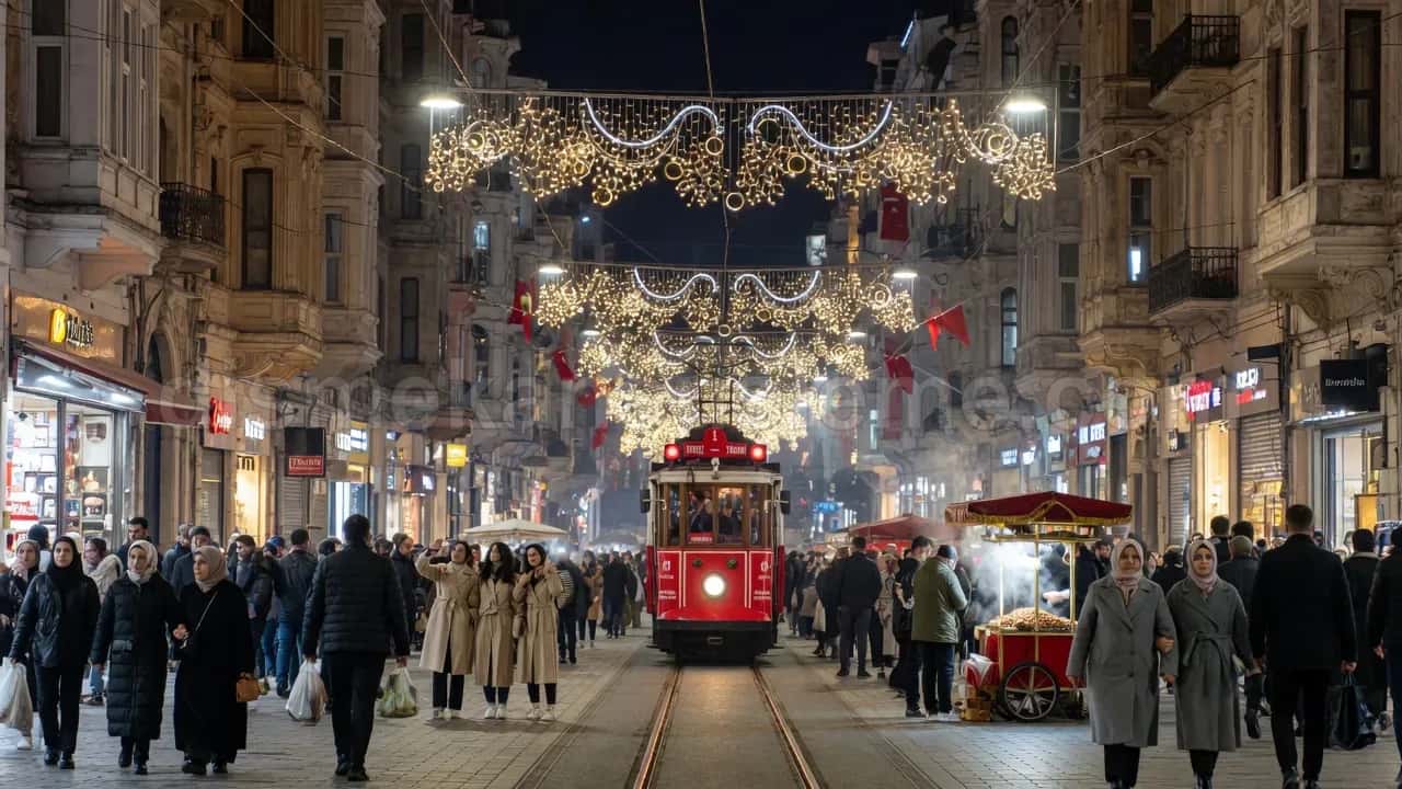 Site bahçesi ortak alan yılbaşı LED ışıklandırma ve dekorasyon #07