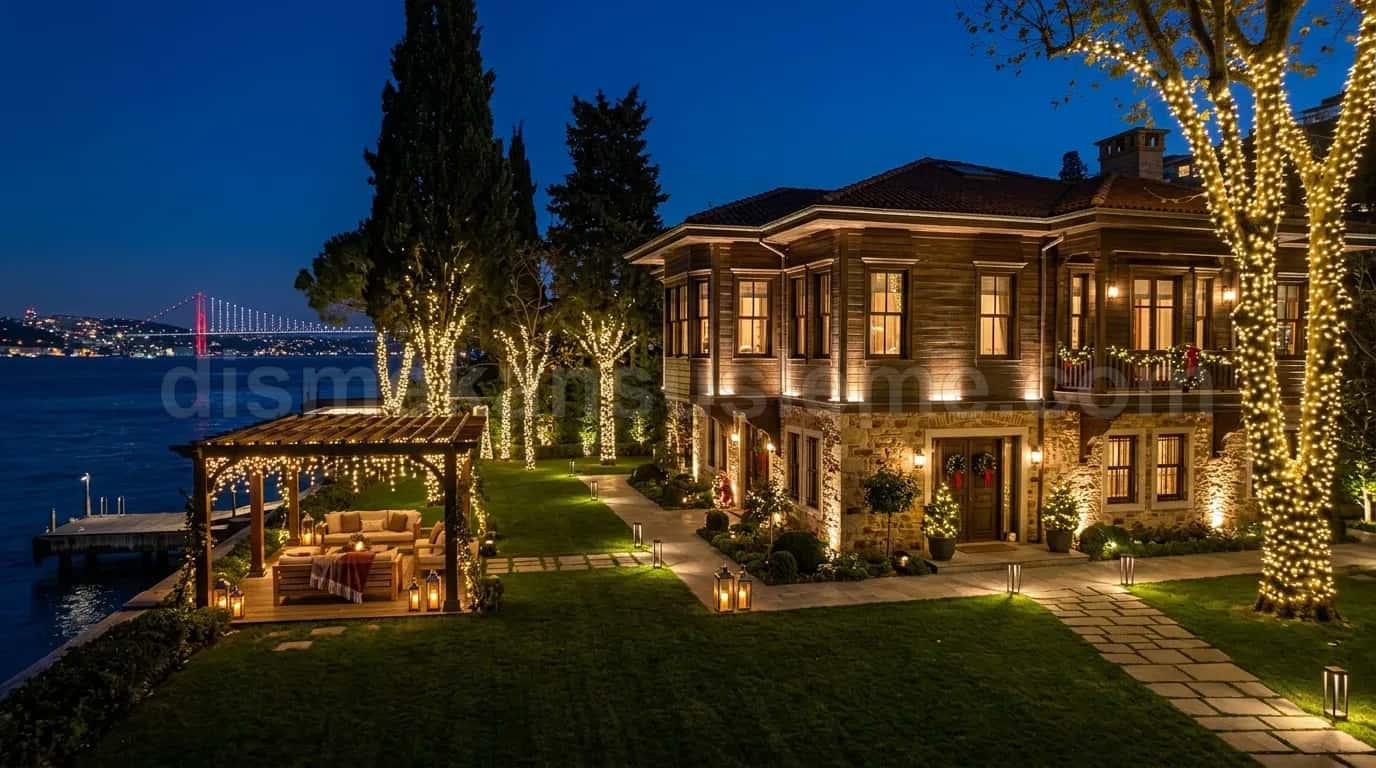 Afyonkarahisar villa bahçesi yılbaşı çam ağacı ışıklandırma #37