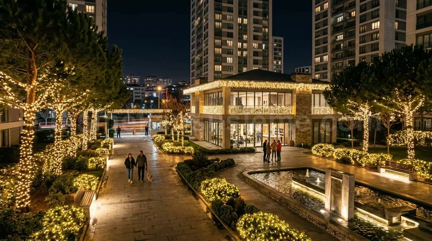 Cami minareleri arası mahya - yazı