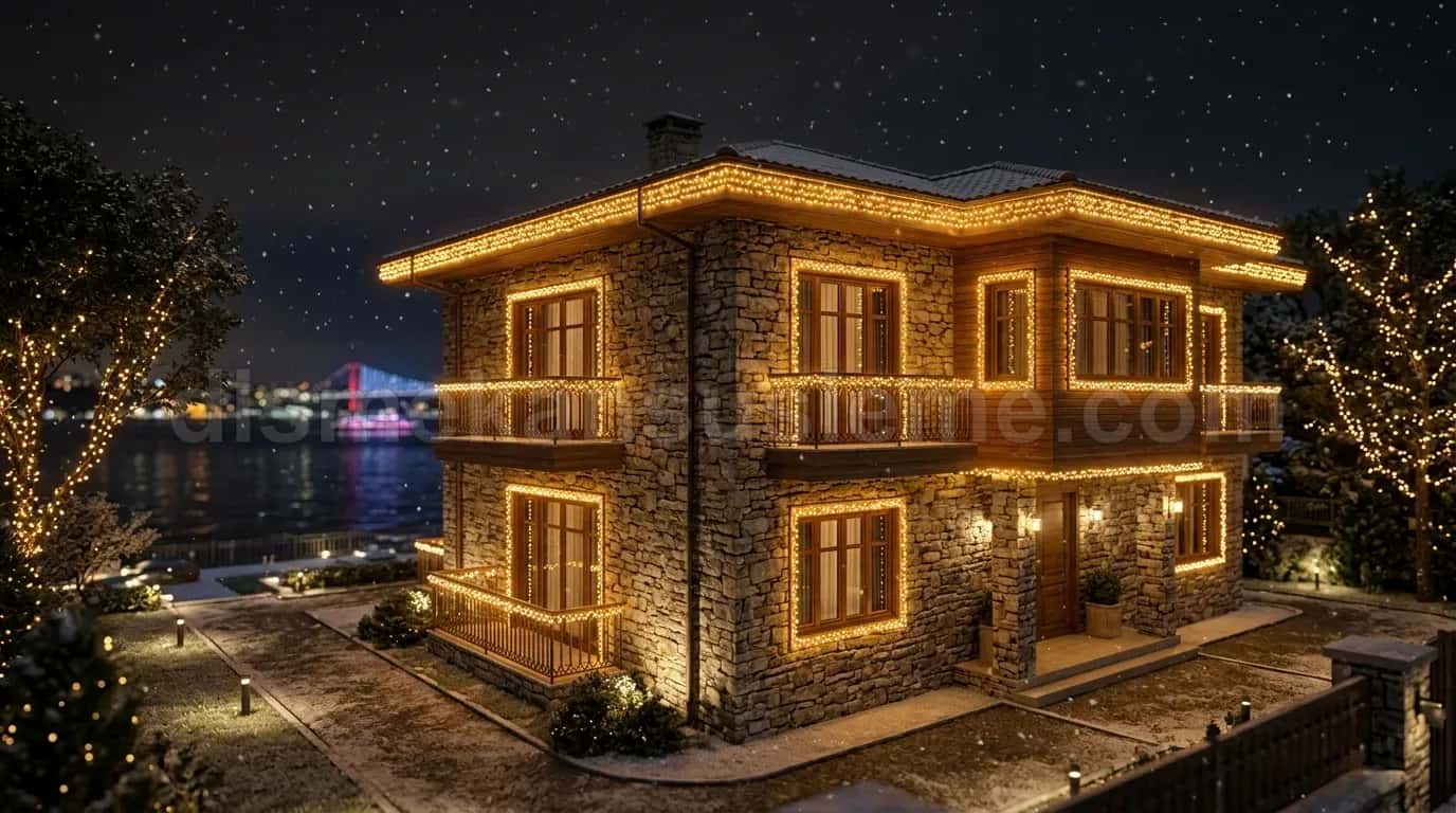 Karaman villa bahçesi yılbaşı çam ağacı ışıklandırma #75
